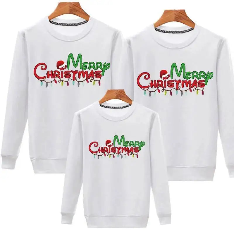 Christmas Day Family Christmas Crew 2026 Print Matching Sweatshirt Outfits Casual Christmas Hoodie Xmas Holiday Clothes Tops