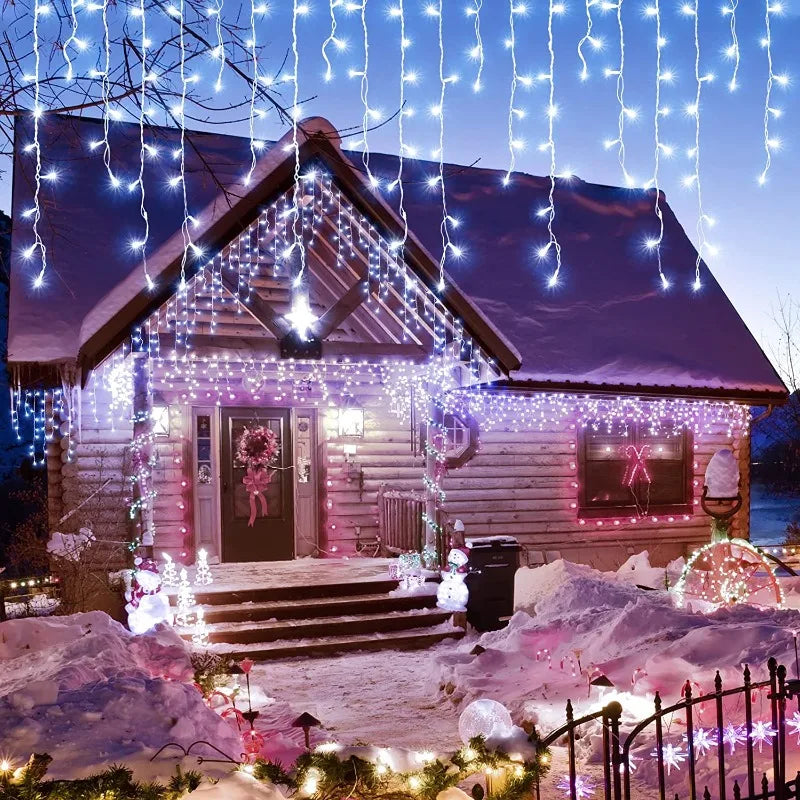 Christmas Decoration 2024/2025 icicle Led Curtain Lights for Outdoor Droop 0.4/0.5/0.6M Christmas Lights for home New Year 2025