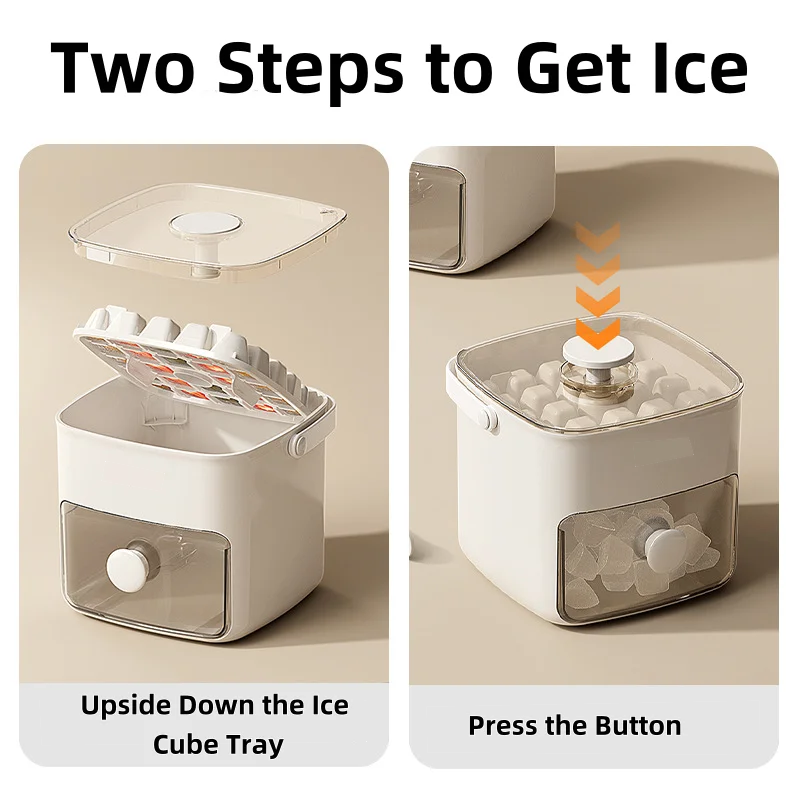 48-compartment Easy Salad Utensils-top Ice Cube Machine - Large Capacity Double-layer Design, Food-grade Plastic Freezer Storage