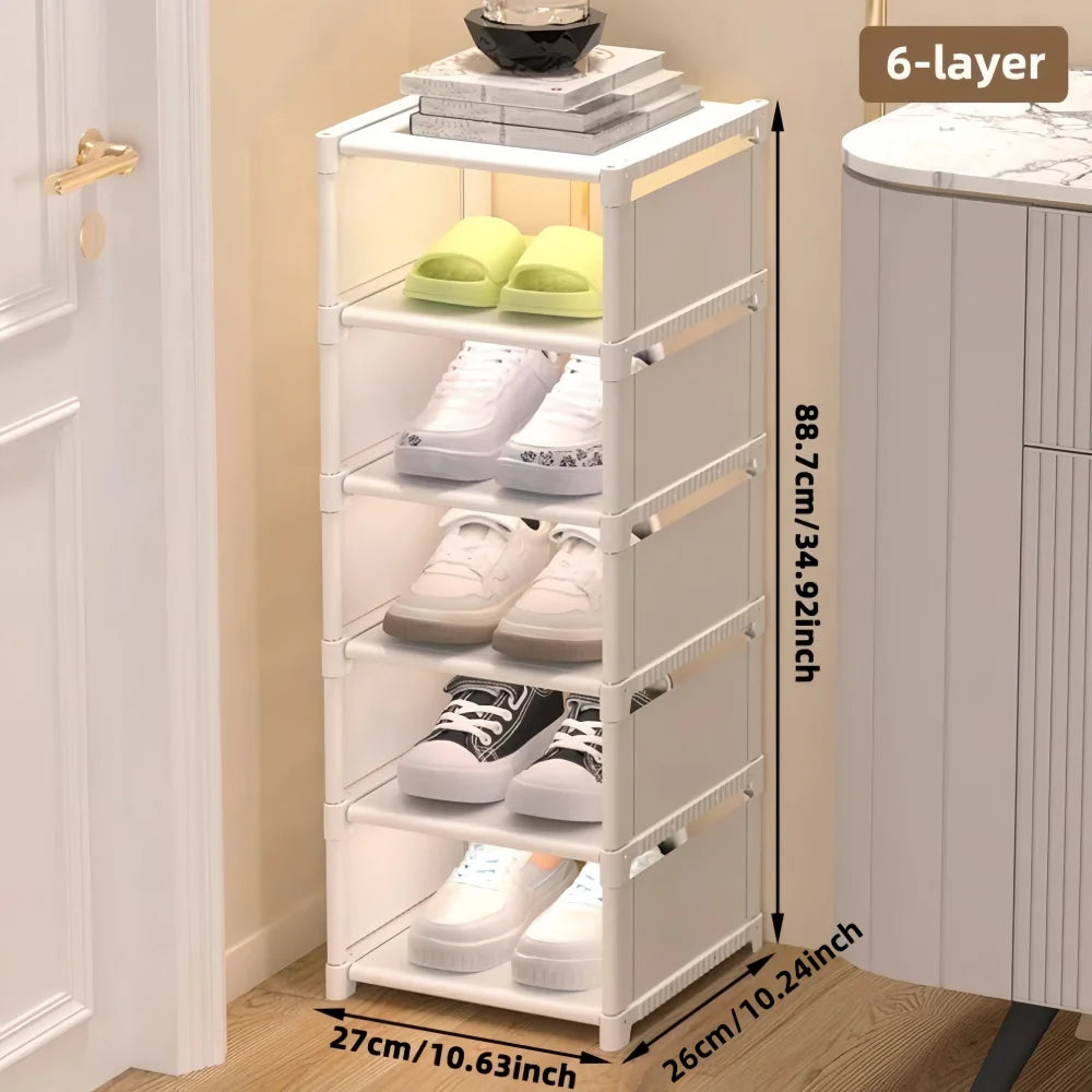 1 Piece Dustproof Single-Row Multi-Layer Shoe Rack, Shoe Storage Organizer, Entryway Furniture Shoe Cabinet, Easy to Assemble and Space-Saving, Suitable for Entryway, Closet, Living Room, Bedroom