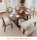 6-Piece Dining Set, Extendable 60-78 inch Wooden Table with Leaf, 4 Upholstered Chairs & Bench for 6, Kitchen Dining Table Set,
