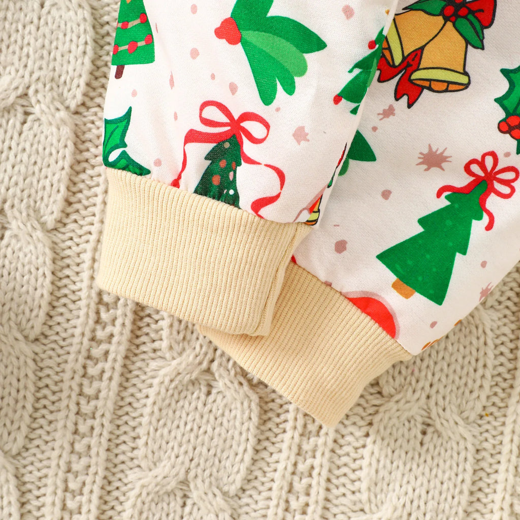 0-4Y Toddler Kids Boys Christmas Cotton 2Pcs Sets Baby Girl Clothes Santa Tree Bell Printed Sweatshirt and Pants Autumn Outfit