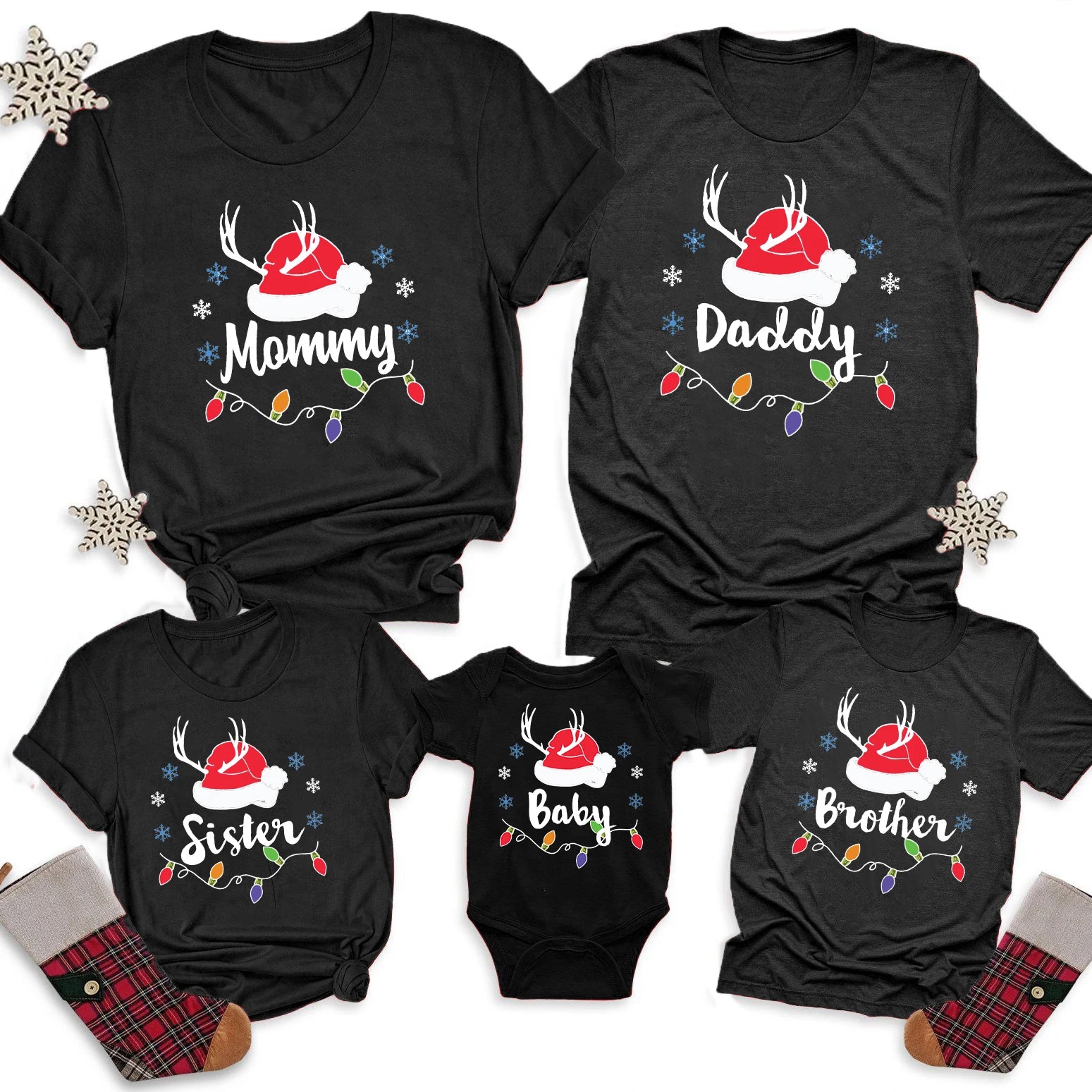 Merry Christmas Family Matching Outfit Adult Kid Look Clothes T-shirt Top Holiday Mother Father Son Daughter T Shirt Baby Romper