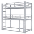 Metal Twin Size Triple Bunk Bed Children Beds, Metal Twin Over Twin & Twin Bunk Beds for 3 with Guardrails