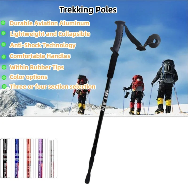 Hiking Trekking Poles, Collapsible,Lightweight, Anti Shock, Hiking or Walking Sticks,Adjustable Hiking Pole for Men and Women