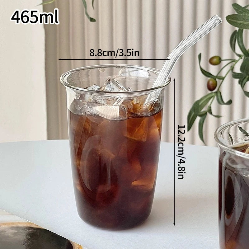 Glass Drinkware Cold Coffee Cups Latte Coffee Glass Iced Water Bottle Aesthetic Cup Wine Cocktail Glass כוסות לקפה ק