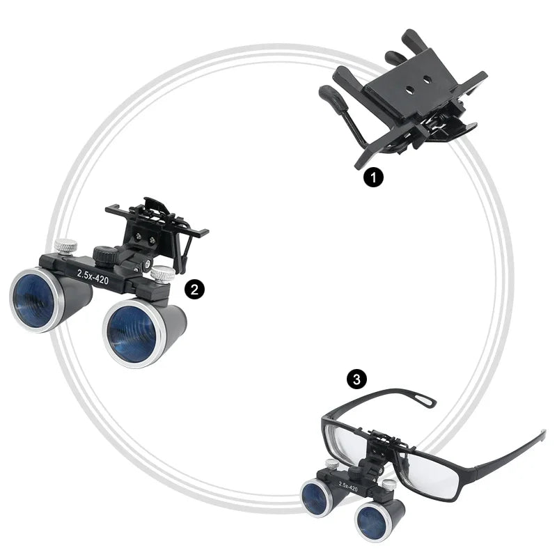 Dental Loupes 2.5X3.5X Binocular Magnifying Glass Galilean Medical Loupes with Clip Coated Optical Lens for Dentist Surgical Use