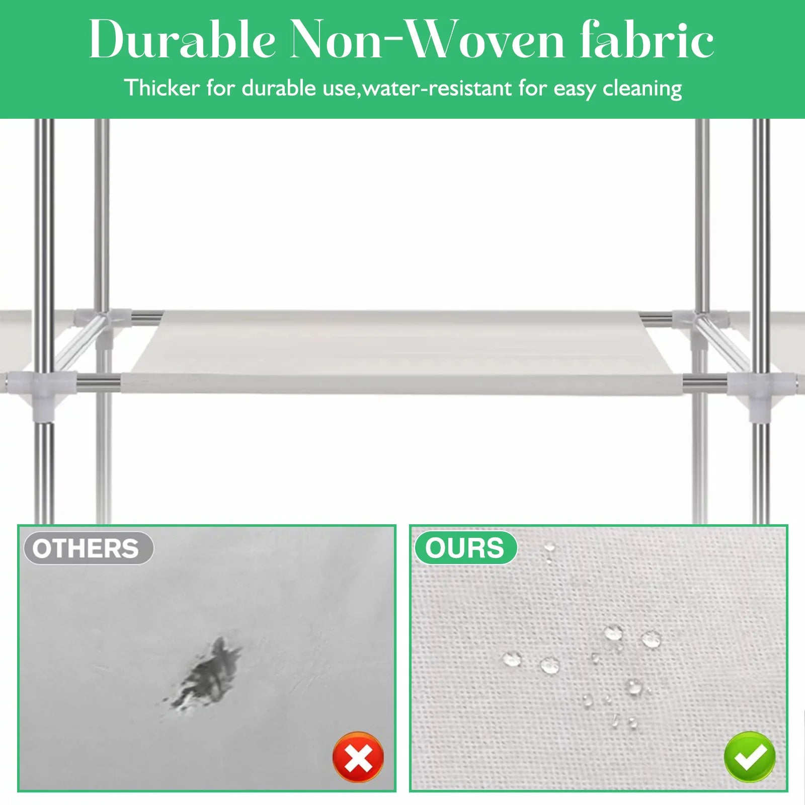 Closet Wardrobe Organizer Storage Rack Portable Clothes Shoe Clothing Shelf Dustproof Non-woven Fabric Quick and Easy to Assembl