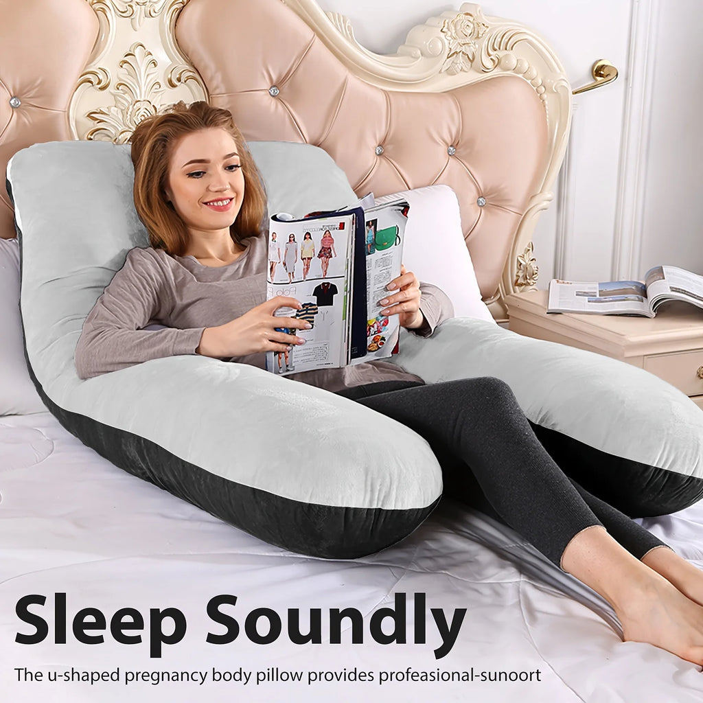 Ergonomic U Shape Pillow for Neck and Back Support, Maternity Pregnancy Body Pillow, Office Travel Sleeping Cushion for Adults