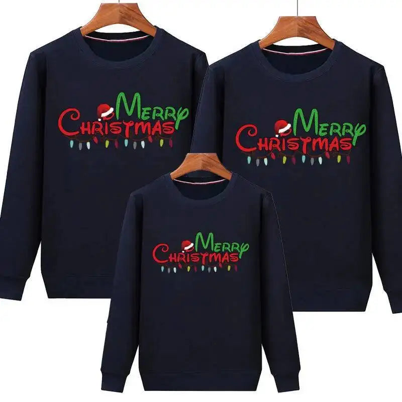 Christmas Day Family Christmas Crew 2026 Print Matching Sweatshirt Outfits Casual Christmas Hoodie Xmas Holiday Clothes Tops