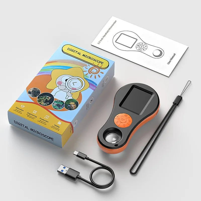 Digital Magnifier 2MP Video Portable Microscope 2.0'' Screen 8LEDs With Magnifying Glass For Windows/Mac 32B TF Card For Option