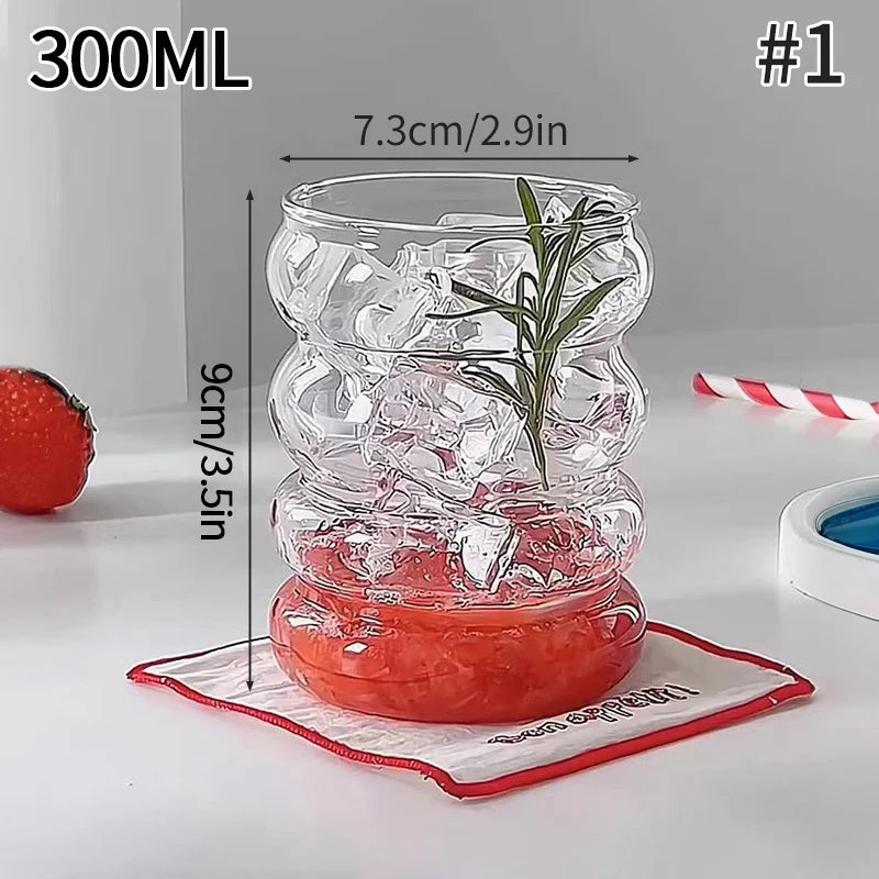 Glass Drinkware Cold Coffee Cups Latte Coffee Glass Iced Water Bottle Aesthetic Cup Wine Cocktail Glass כוסות לקפה ק