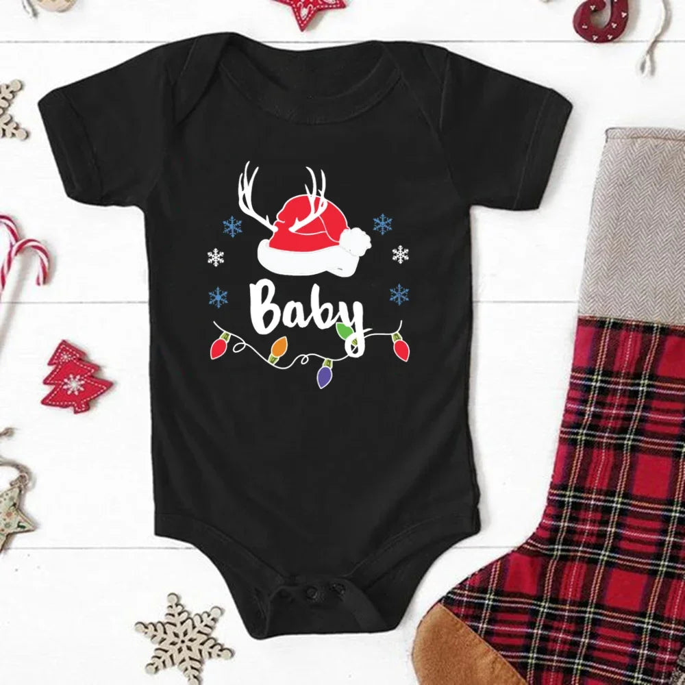 Merry Christmas Family Matching Outfit Adult Kid Look Clothes T-shirt Top Holiday Mother Father Son Daughter T Shirt Baby Romper
