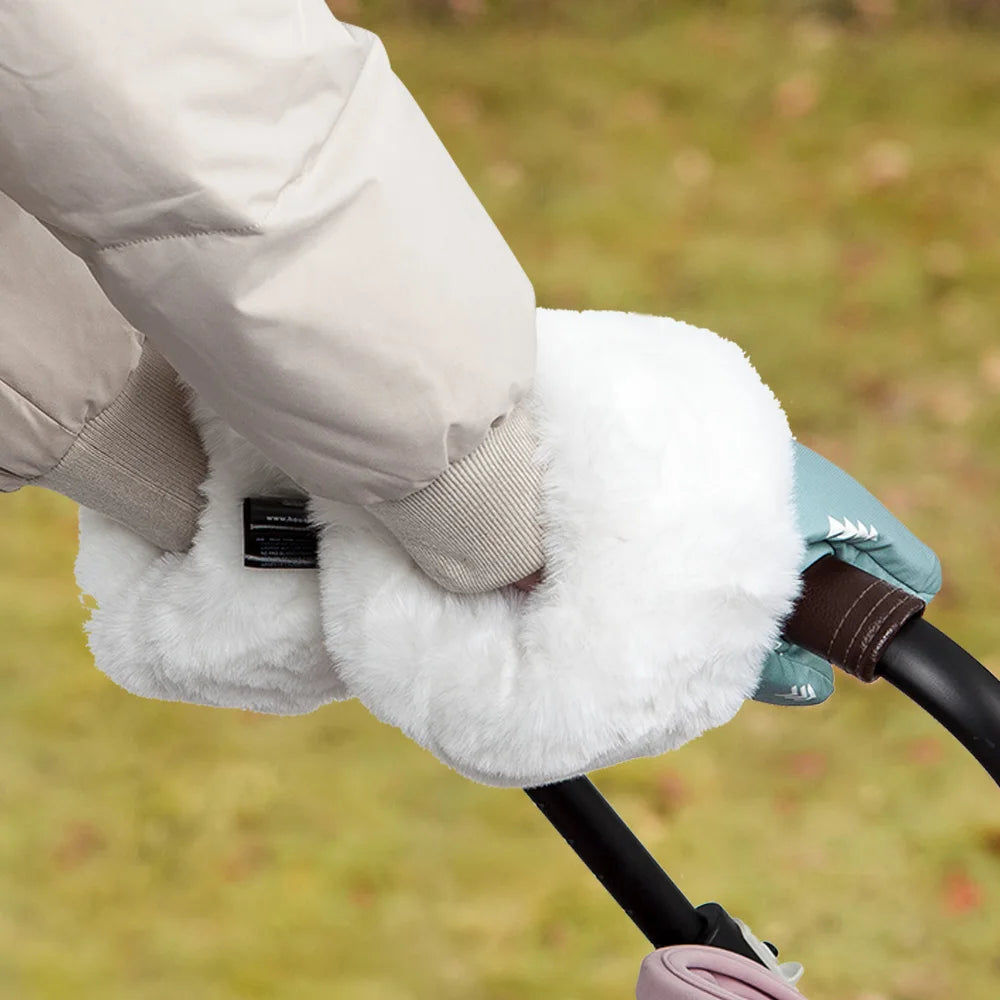 Stroller Gloves 1 Pair Winter Windproof Warm Cute Bear Brown Style Universal Prams Gloves Waterproof Baby Stroller Accessories