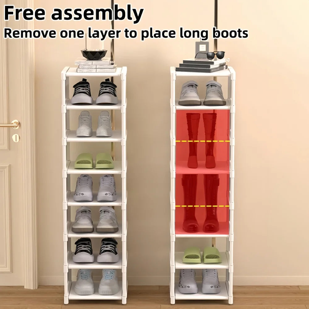 1 Piece Dustproof Single-Row Multi-Layer Shoe Rack, Shoe Storage Organizer, Entryway Furniture Shoe Cabinet, Easy to Assemble and Space-Saving, Suitable for Entryway, Closet, Living Room, Bedroom