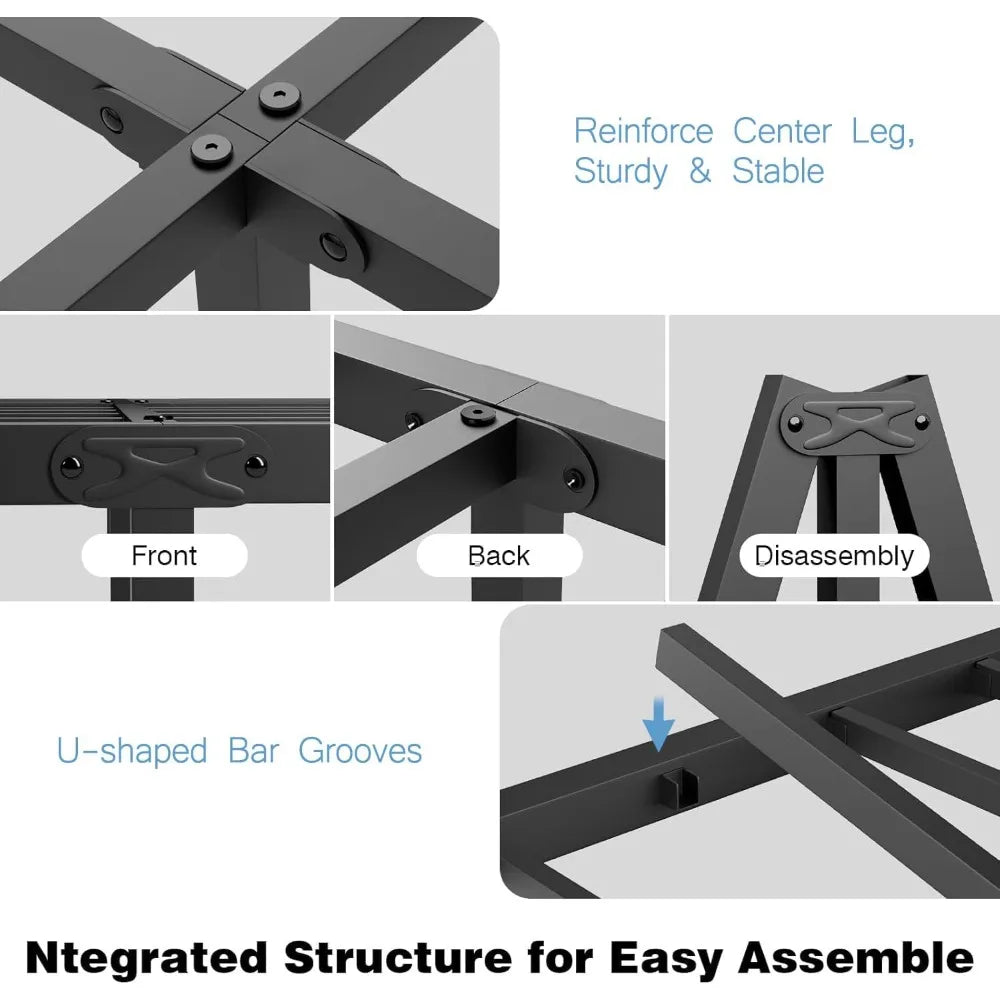 Twin Bed Frames with Headboard 14 Inch Upholstered Bed Frame for Kids Metal Black Bed Base for Girls Boys,Stable Mattress Founda