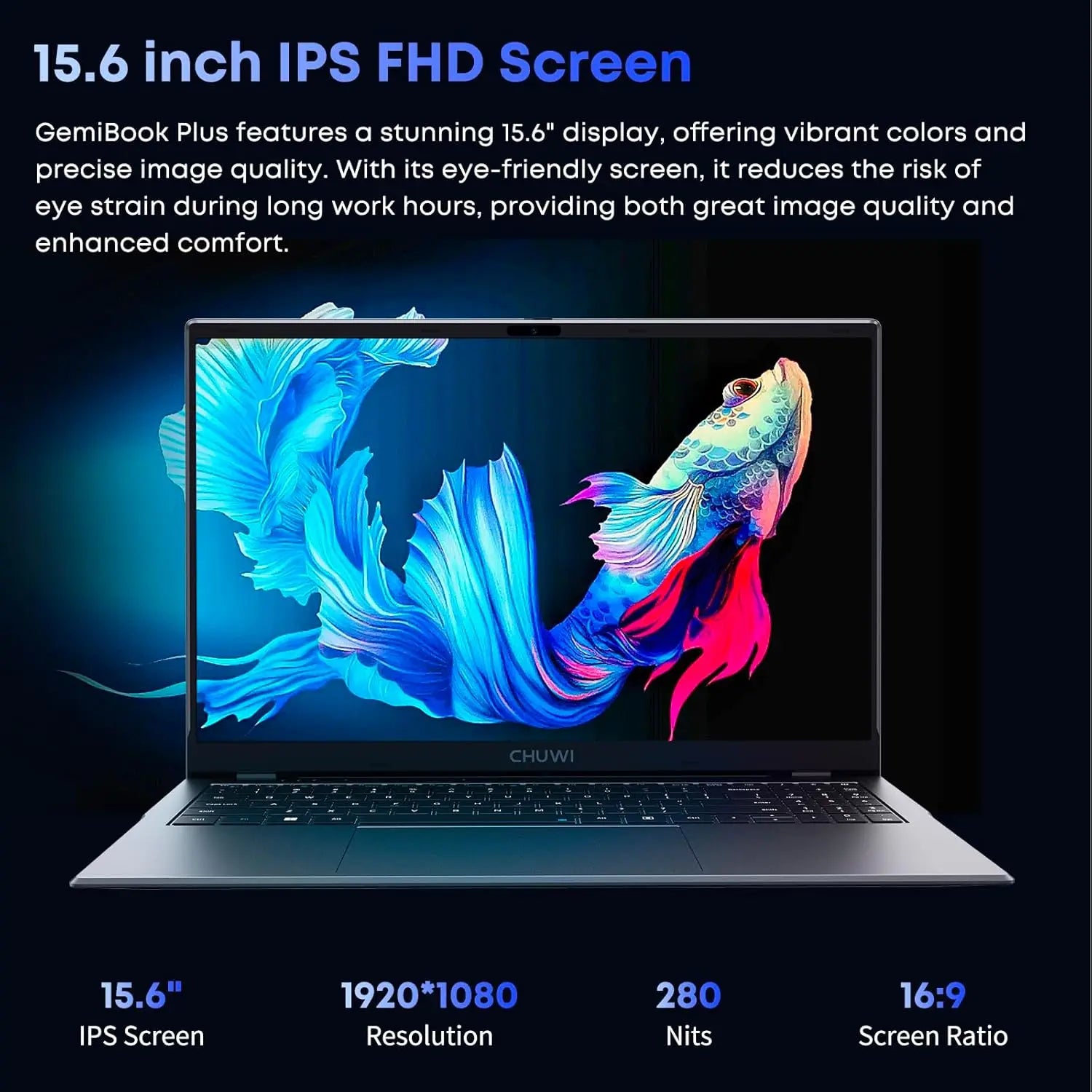 CHUWI GemiBook Plus Laptop 15.6'' FHD 1920x1080 16GB LPDDR5 512GB SSD Intel N100/N150 Alder Lake   WiFi 6 Windows 11 Laptops