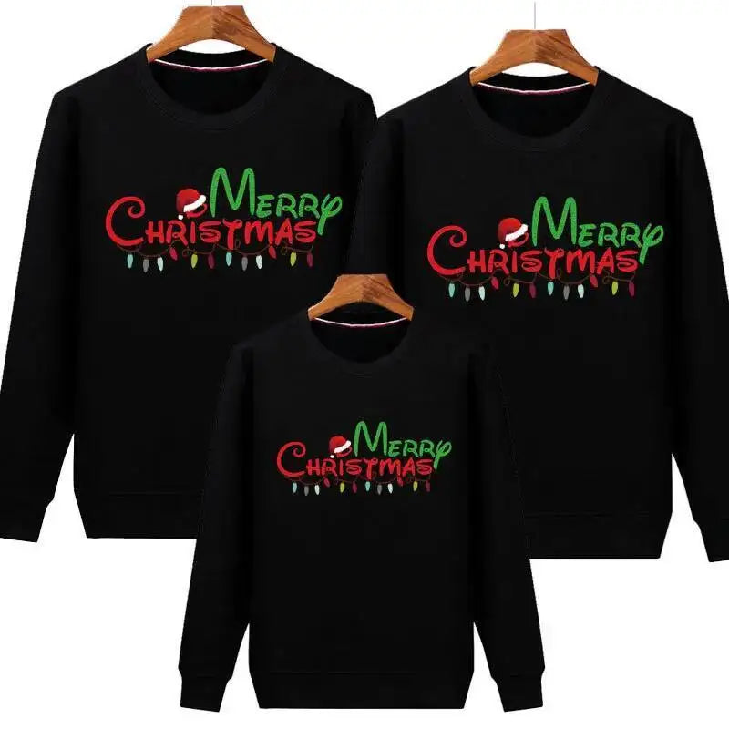 Christmas Day Family Christmas Crew 2026 Print Matching Sweatshirt Outfits Casual Christmas Hoodie Xmas Holiday Clothes Tops