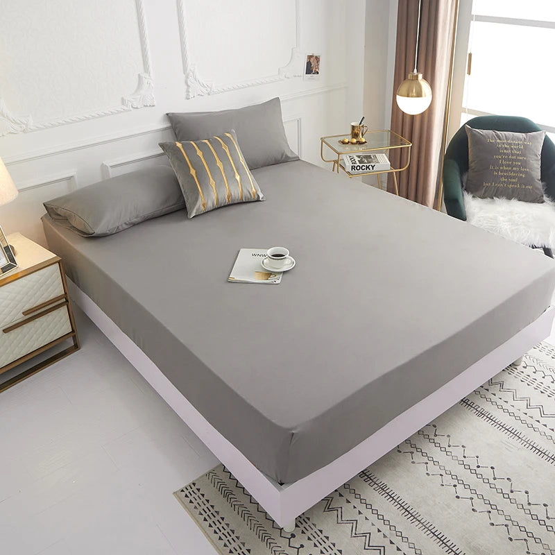 1 piece of solid color bed sheet for bedroom 100%Polyeste Elastic Band Around bedding Fitted Sheet Only (excluding pillowcases)