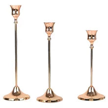 Vintage Elegant Metal and Aluminum Set of 3 Tabletop Candle Holders, Suitable for Wedding Anniversary, Home and Hotel Decoration