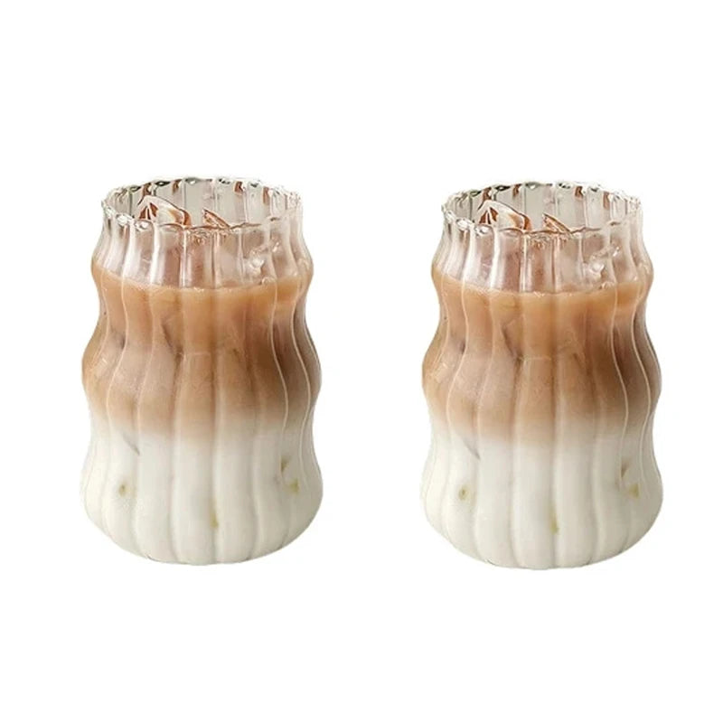 1/2pcs Clear Glass Cup Creative Ins Exquisite Heat-resistant Tumbler Tea Juice Milk Coffee Mug Home Office Cocktail Beer Glasses