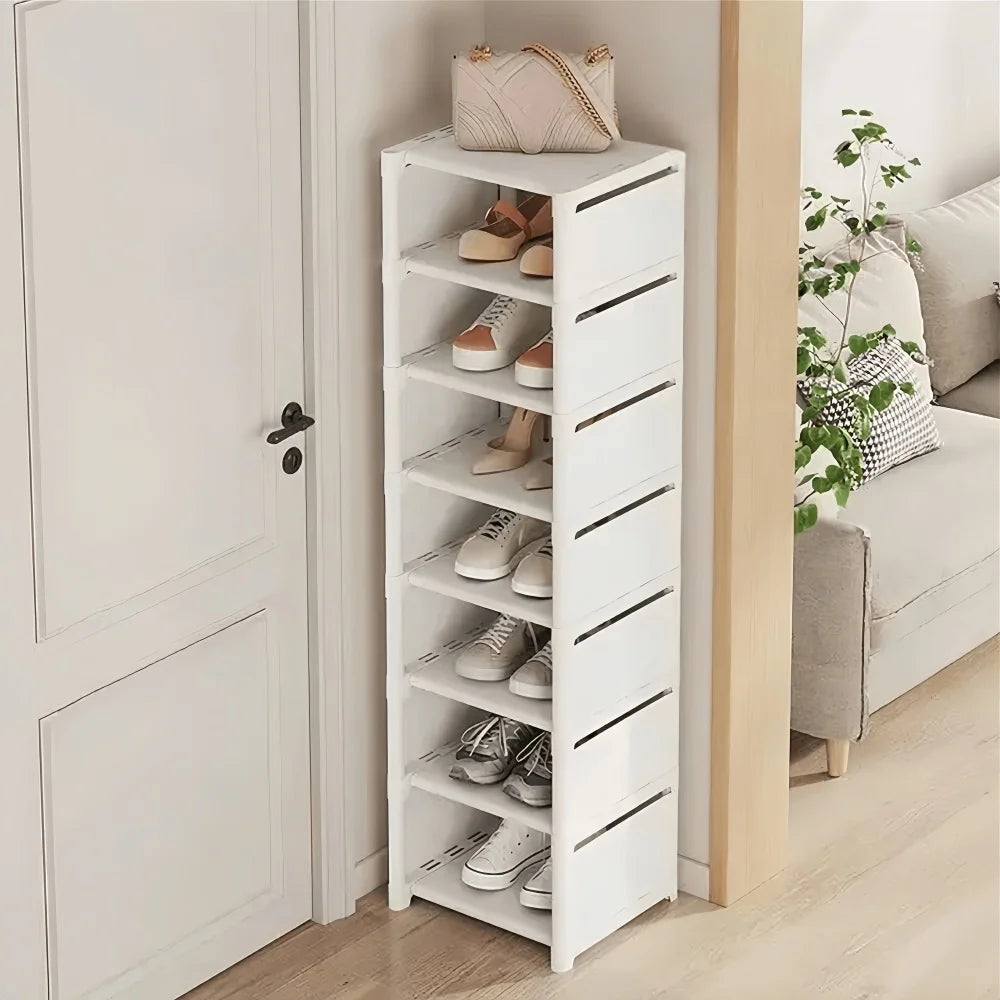 1 Piece Dustproof Single-Row Multi-Layer Shoe Rack, Shoe Storage Organizer, Entryway Furniture Shoe Cabinet, Easy to Assemble and Space-Saving, Suitable for Entryway, Closet, Living Room, Bedroom