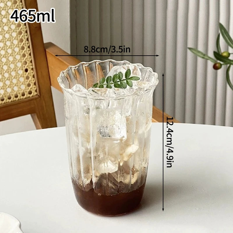 Glass Drinkware Cold Coffee Cups Latte Coffee Glass Iced Water Bottle Aesthetic Cup Wine Cocktail Glass כוסות לקפה ק