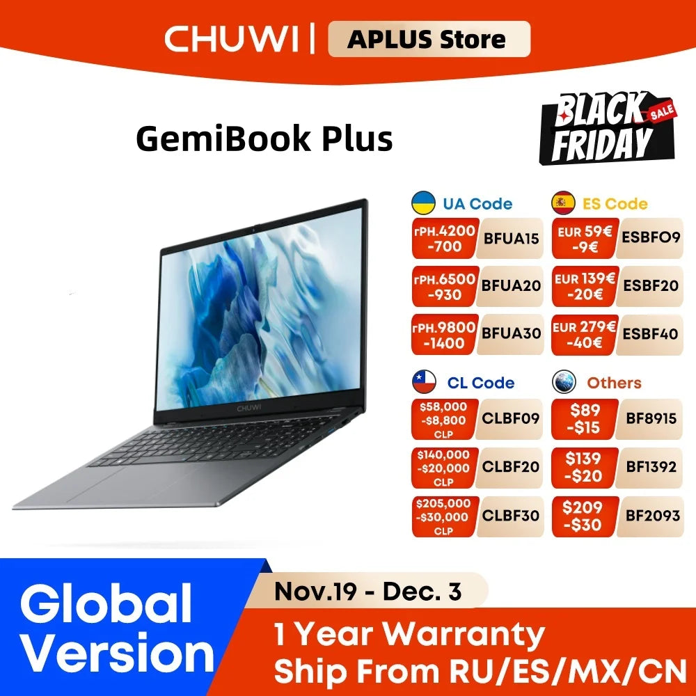 CHUWI GemiBook Plus Laptop 15.6'' FHD 1920x1080 16GB LPDDR5 512GB SSD Intel N100/N150 Alder Lake   WiFi 6 Windows 11 Laptops
