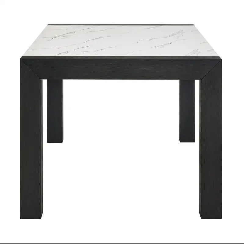 Contemporary 6-Piece Dining Set with White Faux Marble Rectangular Table, Upholstered Full Back Chairs, and Bench in Light Gray